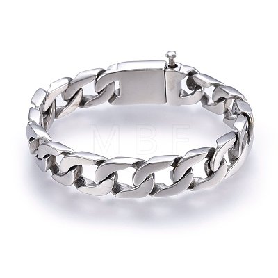 Tarnish Resistant 304 Stainless Steel Curb Chains Bracelets BJEW-E346-13B-P-1