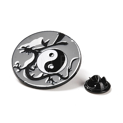Black White Gray Yin-Yang Eight Trigrams Enamel Pins JEWB-Z014-01B-EB-1