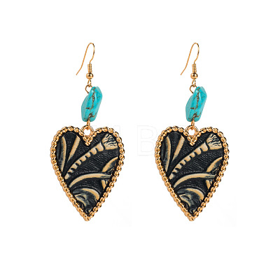 Alloy & Synthetic Turquoise Dangle Earrings WGDD144-01-1