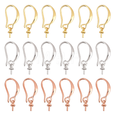 SUPERFINDINGS 18Pairs 3 Colors Brass Earring Hooks KK-FH0002-61-1