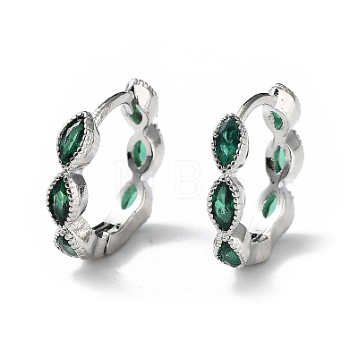 Green Cubic Zirconia Horse Eye Wrap Hoop Earrings LS-EJEW-K083-34P-C-1