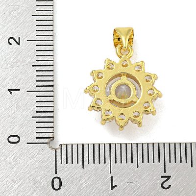 Flower Rack Plating Brass Micro Pave Cubic Zirconia Pendants KK-G513-92G-02-1