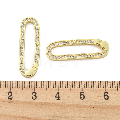 Rack Plating Brass Micro Pave CLear Cubic Zirconia  Spring Gate Clasps KK-Q814-13G-1