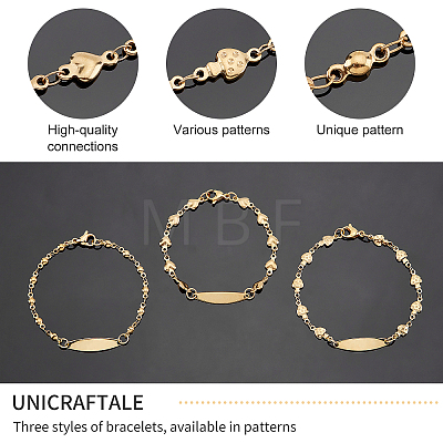 Unicraftale 3Pcs 3 Style 304 Stainless Steel Oval Link Bracelets Set for Women BJEW-UN0001-24-1
