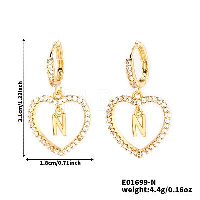Brass Heart Hoop Earrings BR9605-8-1