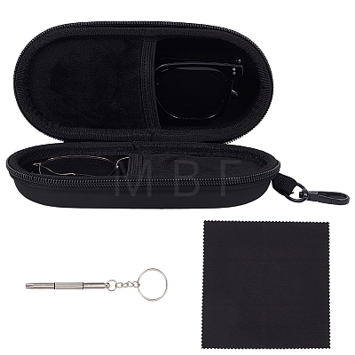 1Pc Oval PU Leather & Velvet Glasses Case AJEW-CN0007-22-1