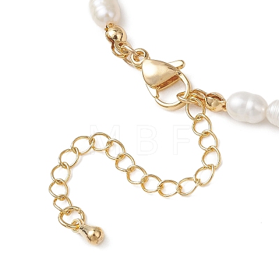 Faceted Round Natural Garnet and Rice Natural Pearl Beaded Necklaces for Women NJEW-JN05816-01-1