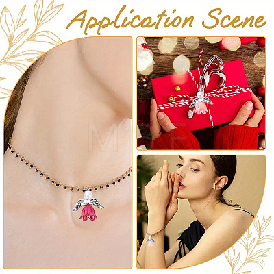 10Pcs Acrylic & Imitation Pearl Flower Angel Pendants PALLOY-YW00055-01-1