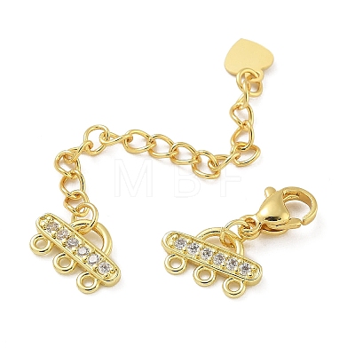 Rack Plating Brass Micro Pave Cubic Zirconia Chain Extender KK-A234-017G-1