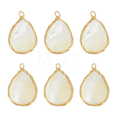 ARRICRAFT 6Pcs Natural White Shell Pendants KK-AR0003-45-1