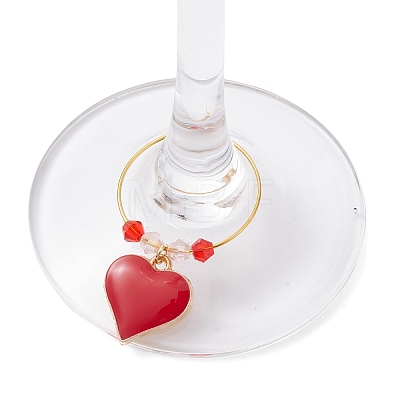 Valentine's Day Alloy Enamel Wine Glass Charms AJEW-JO00207-1