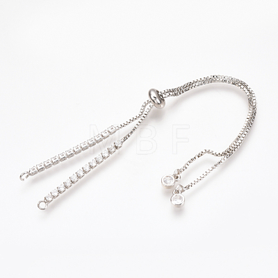 Adjustable Brass Micro Pave Cubic Zirconia Chain Bracelet Making ZIRC-T004-39P-1