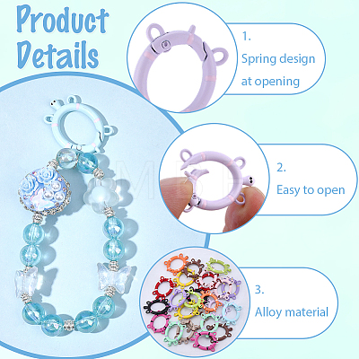 26Pcs 13 Colors Spray Printed Alloy Spring Gate Rings FIND-SC0022-40-1
