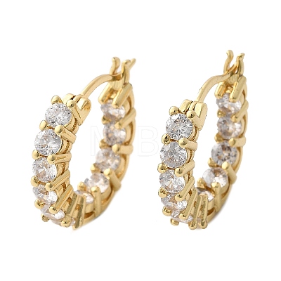 Brass Micro Pave Clear Cubic Zirconia Hoop Earrings EJEW-K083-42G-1