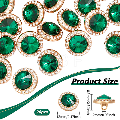 20Pcs 1-Hole Flat Round Zinc Alloy Rhinestones Buttons ALRI-NB0001-20E-1