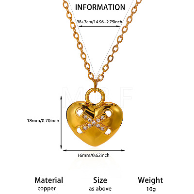Brass Micro Pave Clear Cubic Zirconia Pendant Necklaces WGAA499-01-1