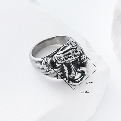 Vintage Punk 304 Stainless Steel Finger Rings LS-YJ4863-5-1