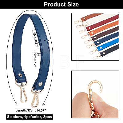 8Pcs 8 Colors PU Leather Bag Strap DIY-FH0004-80-1