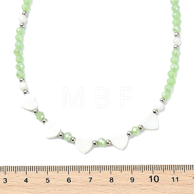 Natural Freshwater Shell & Glass Beaded Necklaces for Women NJEW-JN06082-1