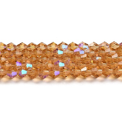 Transparent Electroplate Glass Beads Strands GLAA-F029-4mm-D18-1