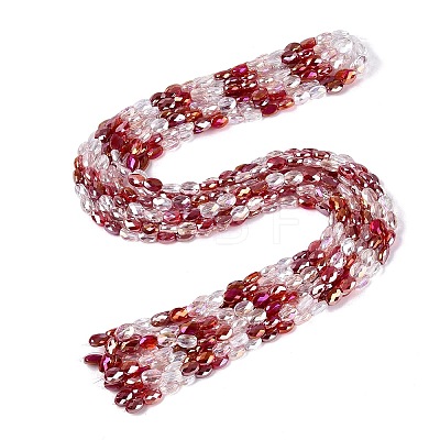 Electroplate Imitation Jade & Opaque & Transparent Glass Beads Strands EGLA-Q135-6x8MM-01A-1