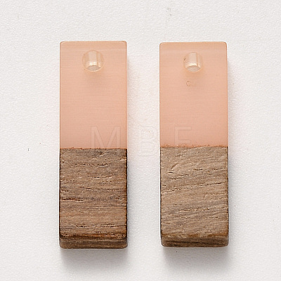 Transparent Resin & Walnut Wood Pendants X-RESI-S358-79B-B05-1