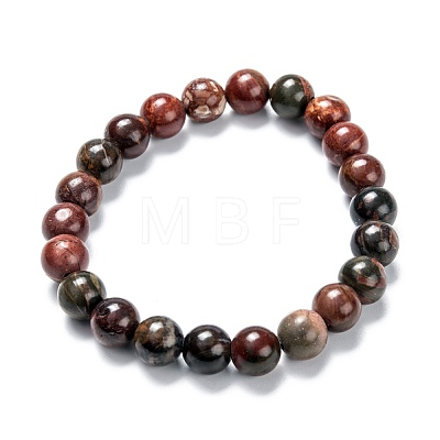 Natural Polychrome Jasper/Picasso Stone/Picasso Jasper Stretch Beaded Bracelets G-A185-01R-1