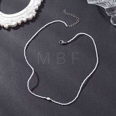 2MM Faceted Round Natural Blue Lace Agate Beaded Necklaces NJEW-JN05918-03-1