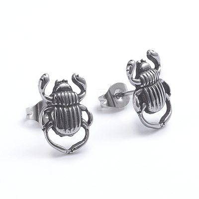 Retro 304 Stainless Steel Stud Earrings X-EJEW-L248-003AS-1