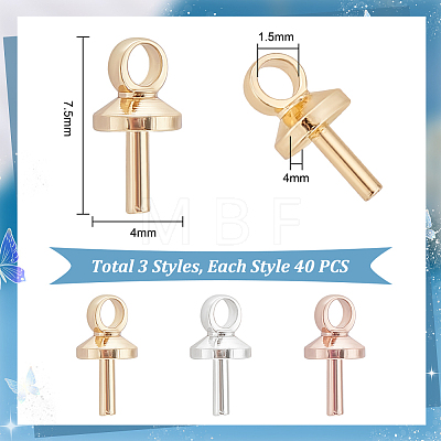   120Pcs 3 Style Brass Peg Bails Pendants Sets KK-PH0010-36-1