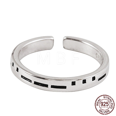 925 Sterling Silver Morse Code Engraved Open Cuff Ring for Women FIND-PW0013-006A-1