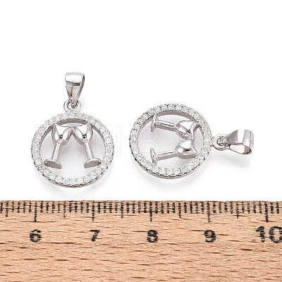 Circle 925 Sterling Silver Micro Pave Clear Cubic Zirconia Pendants STER-T008-84P-1