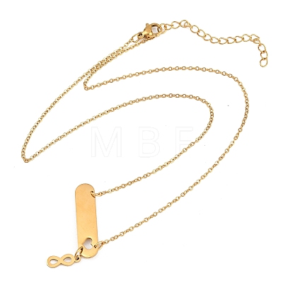 304 Stainless Steel Long Oval with Infinity Pendant Necklaces NJEW-H093-09G-1