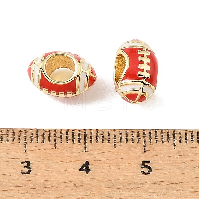 Sports Ball Brass Enamel European Beads KK-CBAF2EC-03G-02-1