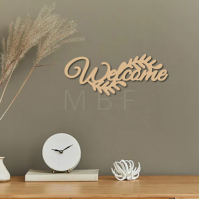 Word Welcome Laser Cut Unfinished Basswood Wall Decoration WOOD-WH0113-095-1