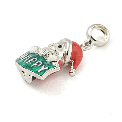 Anti-Tarnish Rhodium Plated 925 Sterling Silver Enamel Christmas European Dangle Charms STER-Z010-02P-02B-1