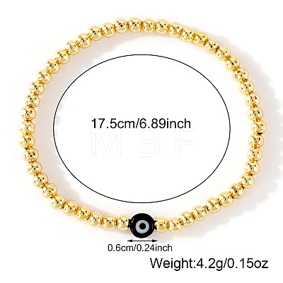 Golden Brass Round Beads Stretch Bracelets ZL1775-6-1