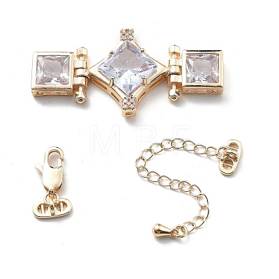 Brass & Cubic Zirconia & Glass Watch Band Clasps KK-G523-03G-01-1