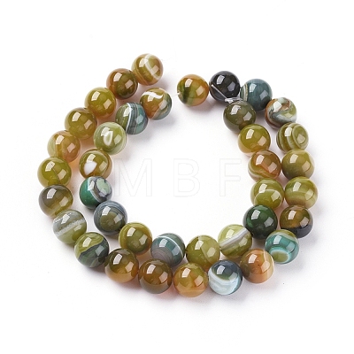 Natural Striped Agate/Banded Agate Beads Strands G-G582-10mm-44-1