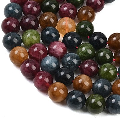 Natural Green Jade Imitation Tourmaline Beads Strands G-B046-08D-12mm-1