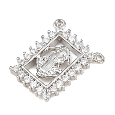 Brass Micro Pave Clear Cubic Zirconia Pendants KK-CBA6A75-48D-P-1