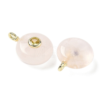 Natural Rose Quartz Flat Round Pendants G-H318-01G-09-1