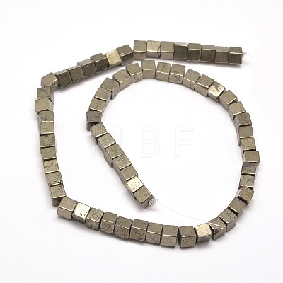 Cube Natural Pyrite Beads Strands G-I126-17-10x10mm-1