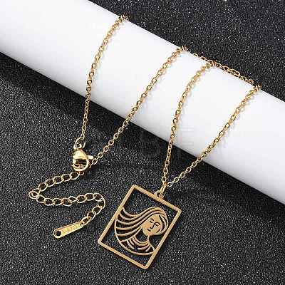 304 Stainless Steel Necklace NJEW-D330-01G-06-1