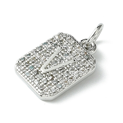 Rack Plating Brass Micro Pave Clear Cubic Zirconia Charms KK-G501-01V-P-1