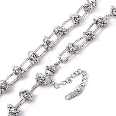 304 Stainless Steel Kont Link Chain Necklace for Men Women NJEW-P269-02P-1