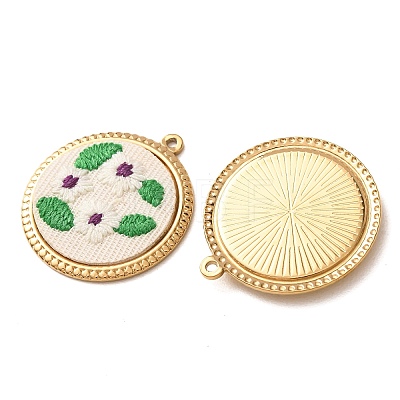 304 Stainless Steel & Cloth Embroidered Pendants FB-CBAFBAF-07G-1