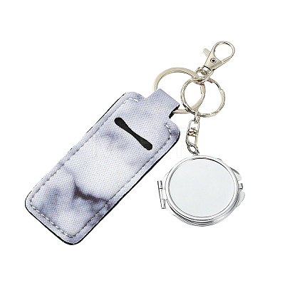 PU Leather & Iron Mirror Keychains HJEW-YW00545-05-1