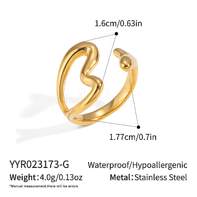 304 Stainless Steel Cuff Open Rings for Women XV0496-1-1