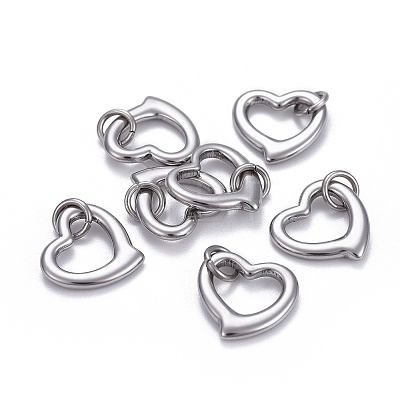 304 Stainless Steel Open Heart Charms STAS-L218-14P-1